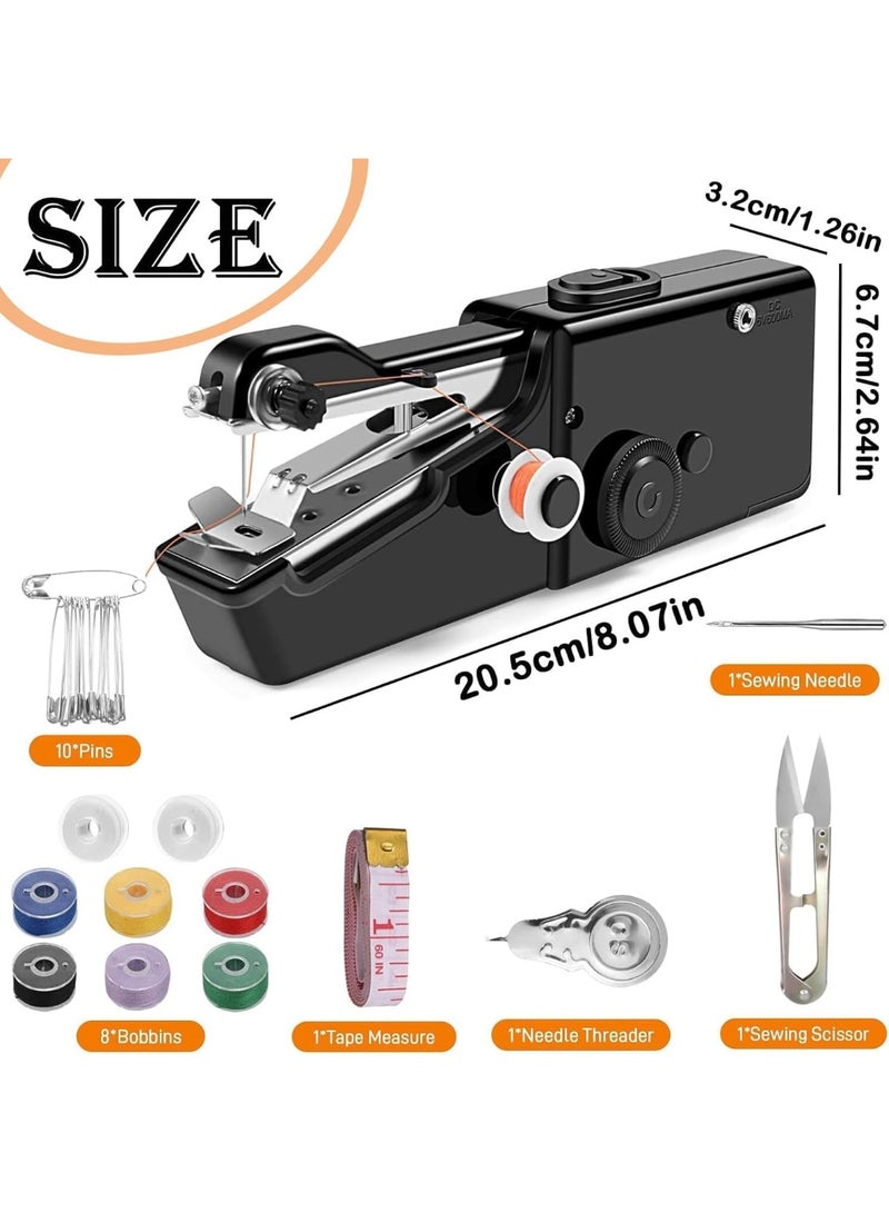NANAO آلة خياطة محمولة، آلة خياطة صغيرة محمولة وبلا سلك للمبتدئين - خياطة سريعة كهربائية، مجموعة إصلاح أقمشة DIY، آلة ترميم منزلية للسفر مع ملحقات (أسود) - Image 2