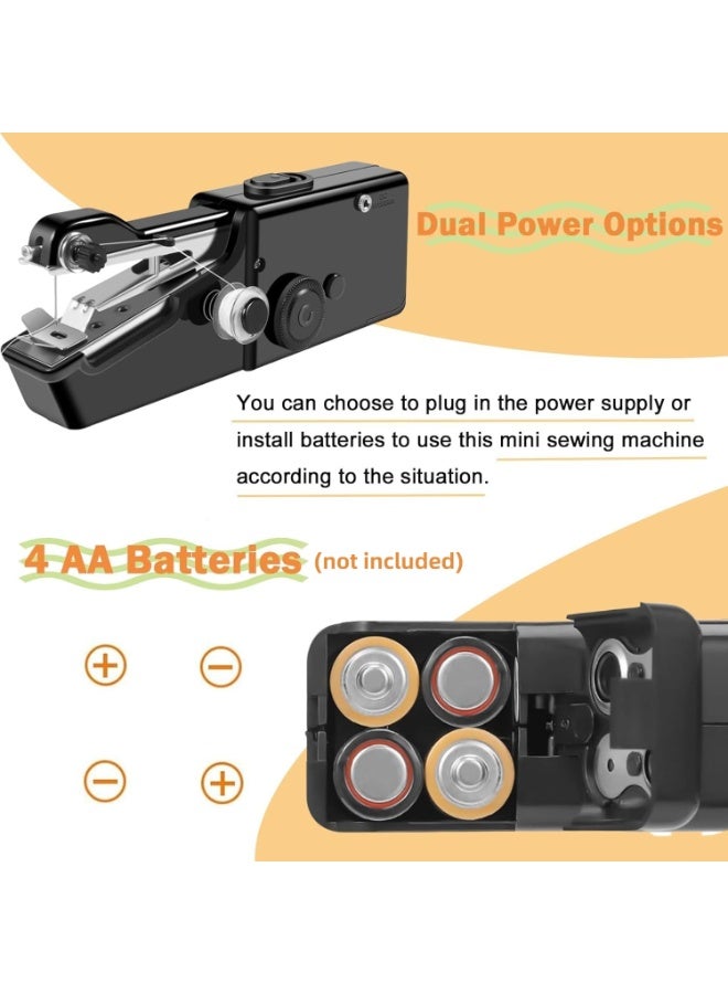 NANAO آلة خياطة محمولة، آلة خياطة صغيرة محمولة وبلا سلك للمبتدئين - خياطة سريعة كهربائية، مجموعة إصلاح أقمشة DIY، آلة ترميم منزلية للسفر مع ملحقات (أسود) - Image 5