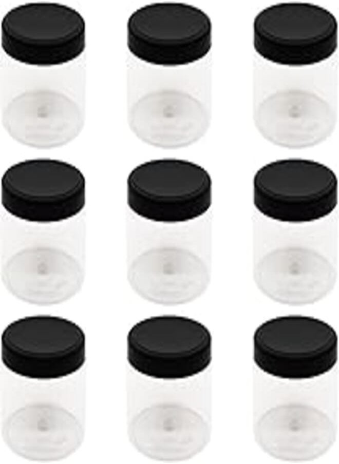 ARTISTIC - 8 Piece Plastic Jar - White Clear Size 500 ml - Diameter 9 Centi - Black Lid and Plastic Medicine - Empty Plastic Empty Jar Refill - artistic (Black) - Image 1
