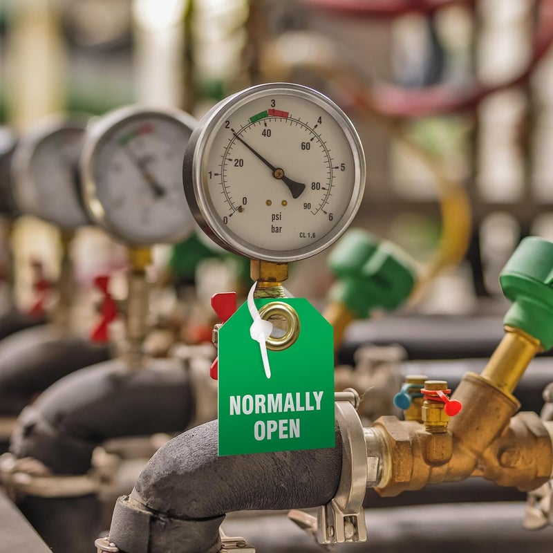 AccuformNMC Normally Open Valve Identifier Tags (Pack of 5), 2.5" H x 2" W, Green Plastic Double Sided Pipe Tags with Metal Grommet, TDW222 - Image 4