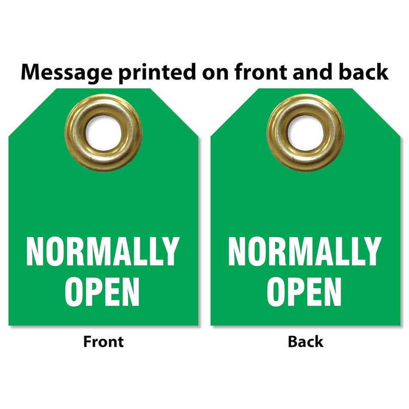 AccuformNMC Normally Open Valve Identifier Tags (Pack of 5), 2.5" H x 2" W, Green Plastic Double Sided Pipe Tags with Metal Grommet, TDW222 - Image 3