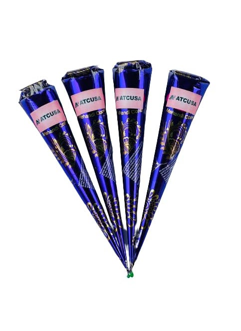 ATCUSA 100 Natural Ready to Use Henna Paste Hair Color  Hair Dye Cones  Infused with kesar Oil  25 gm each  Dark ReddishBrown Color  Made from Organica henna powder Sourced from Rajasthan India  25 Grams each cone 4 