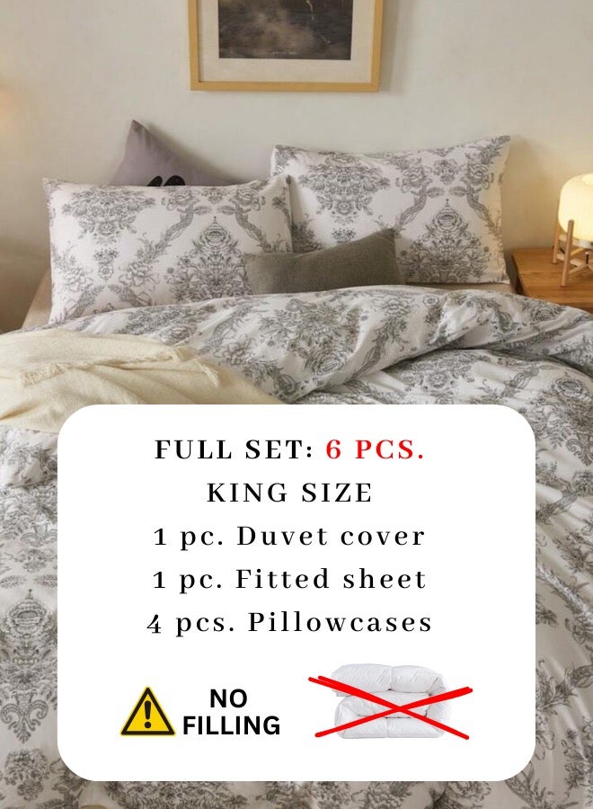 LUNA Home King size 6-piece 3D duvet cover set vintage print. - Image 3