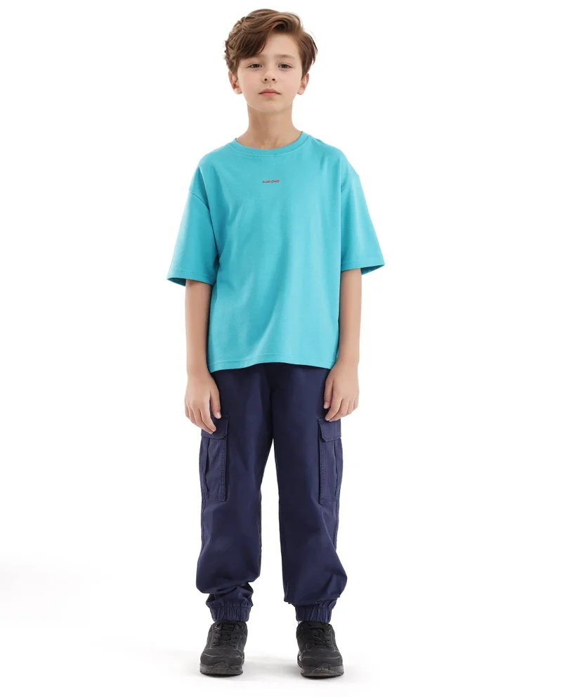 Rare Ones Rare Ones Kids Fleu Turq Cotton Poly Short Sleeve Crew Neck Cmyk Print Boxy T-Shirt