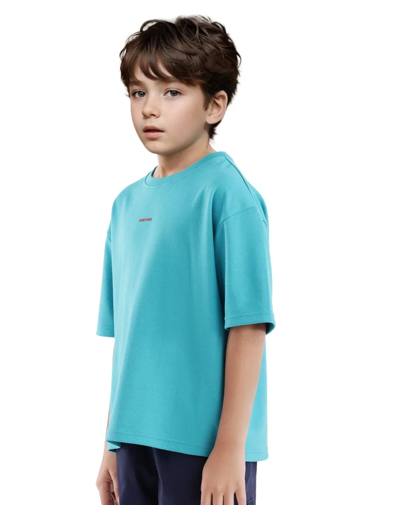 Rare Ones Rare Ones Kids Fleu Turq Cotton Poly Short Sleeve Crew Neck Cmyk Print Boxy T-Shirt