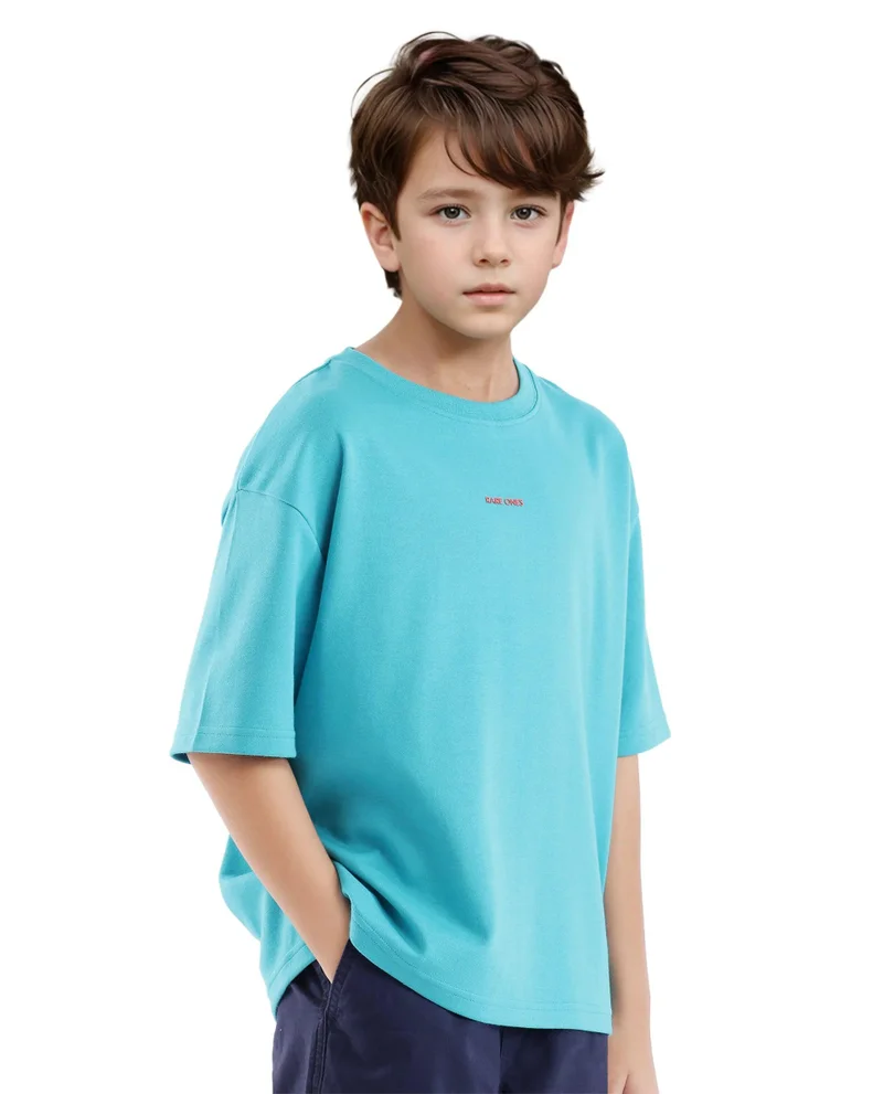 Rare Ones Rare Ones Kids Fleu Turq Cotton Poly Short Sleeve Crew Neck Cmyk Print Boxy T-Shirt
