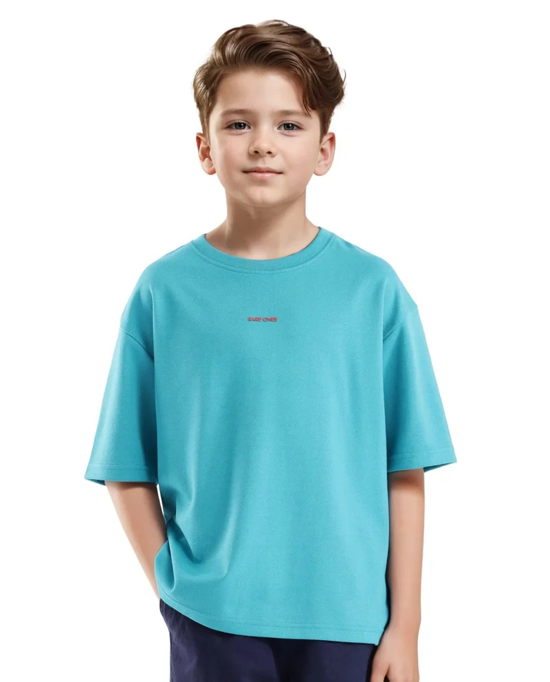 Rare Ones Rare Ones Kids Fleu Turq Cotton Poly Short Sleeve Crew Neck Cmyk Print Boxy T-Shirt