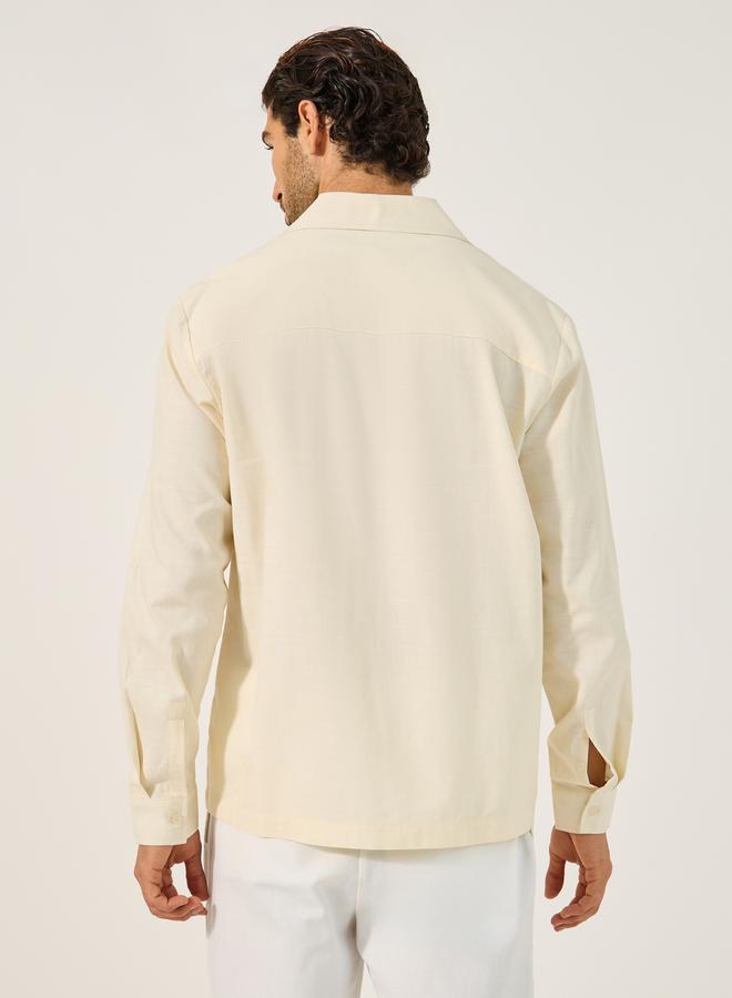 Styli Textured Relaxed Fit Resort Collar Shirt  - Image 4