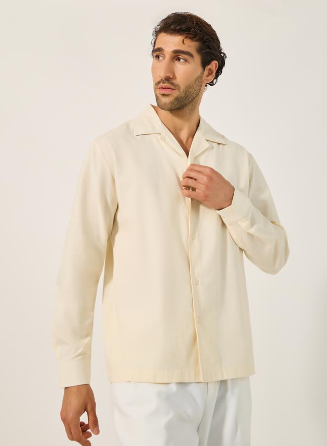 Styli Textured Relaxed Fit Resort Collar Shirt  - Image 1
