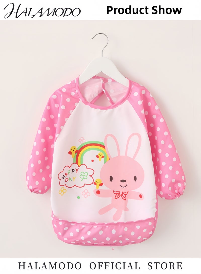 HALAMODO Baby Bibs Long Sleeve EVA Waterproof Bibs Smock Cartoon Printed Smock Art Smock Painting Aprons Eating Clothes with Rice Bags Stain Resistant Cover for Boys & Girls - Image 5