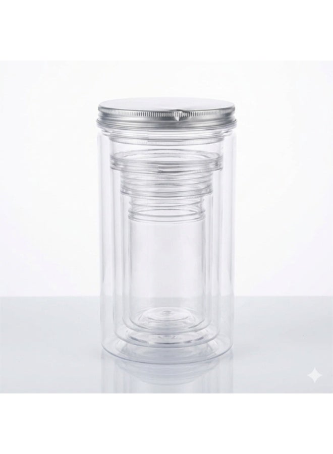 Hope 5-Piece Clear Food Storage Containers with Airtight Silver Lids, Stackable Acrylic Jars, BPA-Free Leakproof Meal Prep Containers for Salads, Snacks, Portable Travel Use and Space-Saving Kitchen Storage - Image 1