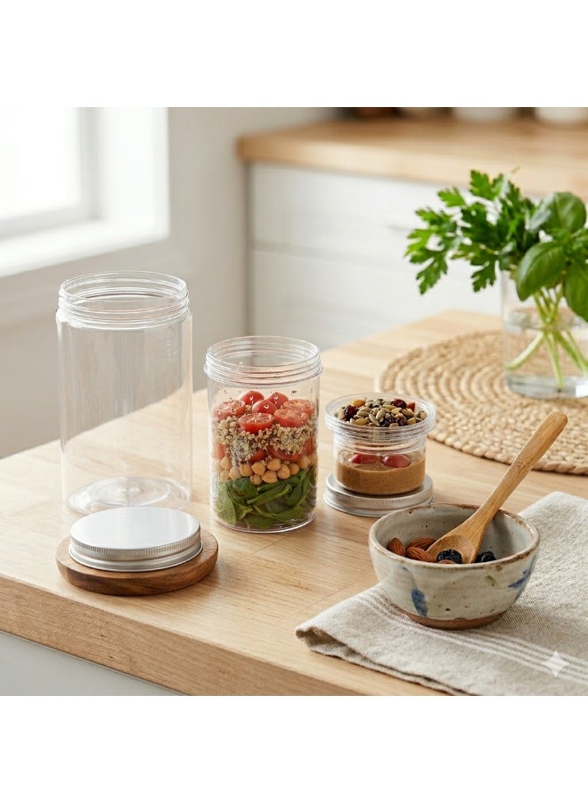 Hope 5-Piece Clear Food Storage Containers with Airtight Silver Lids, Stackable Acrylic Jars, BPA-Free Leakproof Meal Prep Containers for Salads, Snacks, Portable Travel Use and Space-Saving Kitchen Storage - Image 5