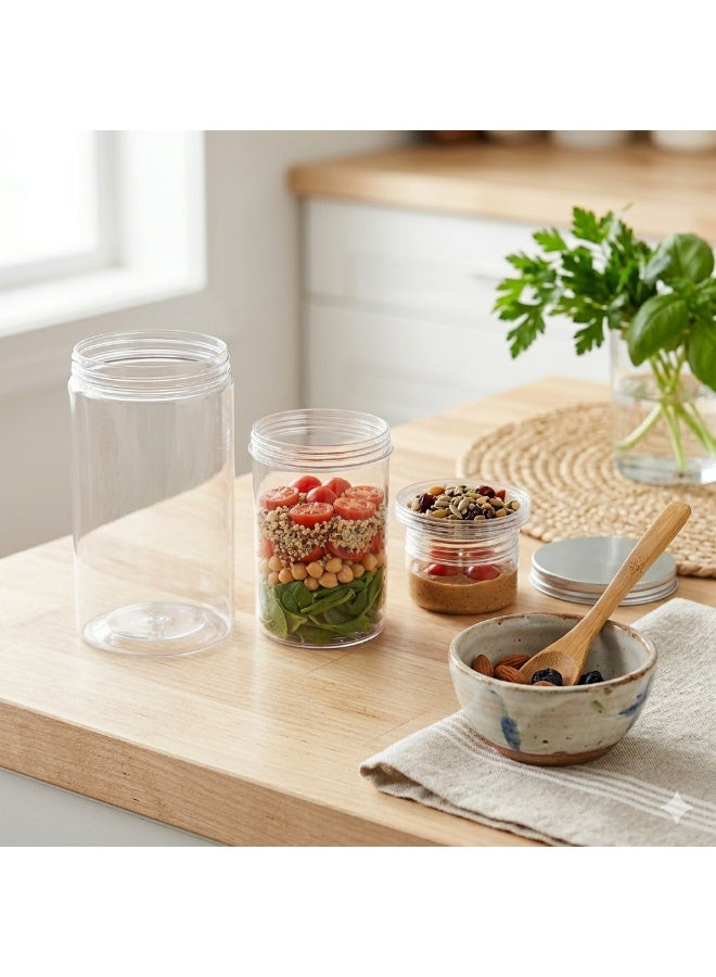 Hope 5-Piece Clear Food Storage Containers with Airtight Silver Lids, Stackable Acrylic Jars, BPA-Free Leakproof Meal Prep Containers for Salads, Snacks, Portable Travel Use and Space-Saving Kitchen Storage - Image 4