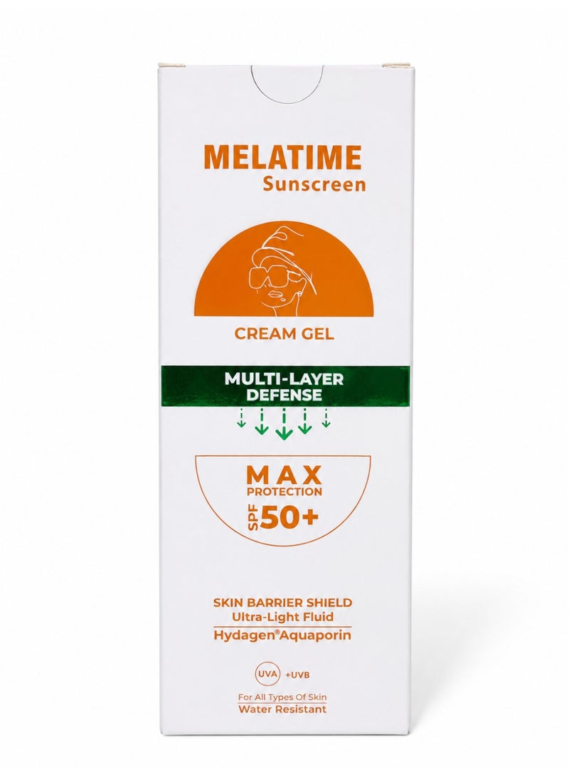 MELATIME Sunscreen CREAM GEL MULTI - LAYER DEFENSE MAX PROTECTION SPF50+Water Resistant - 60ml - Image 3