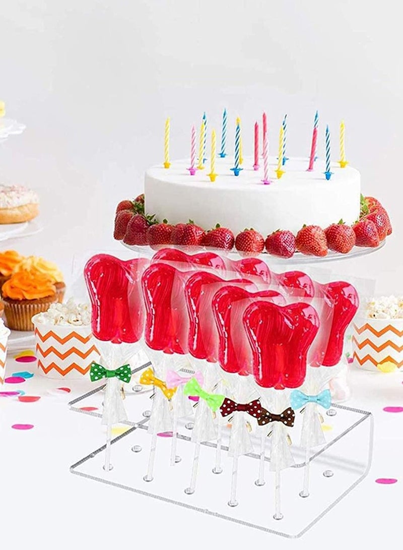 KASTWAVE Acrylic Cake Pop Lollipop Display Stand Clear Acrylic Lollipop Holder Jewelry Display Shelf for Wedding Birthday Party, Hole, Storage Organizer, Decoration, Cake, Candy, Large Hole - Image 2