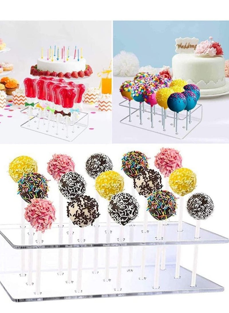 KASTWAVE Acrylic Cake Pop Lollipop Display Stand Clear Acrylic Lollipop Holder Jewelry Display Shelf for Wedding Birthday Party, Hole, Storage Organizer, Decoration, Cake, Candy, Large Hole - Image 1