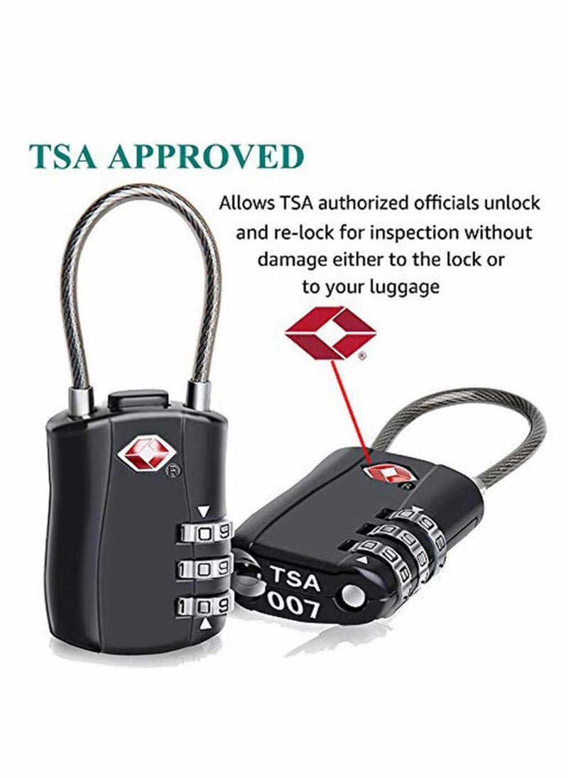 Suitcase Locks Luggage Locks, TSA Approved Luggage Lock, Zinc Alloy Security Padlock, 3-Dial Combination Padlock for Luggage, Suitcases, Backpacks, Duffle Bag Laptop Camera Bag 2Pcs - Image 5