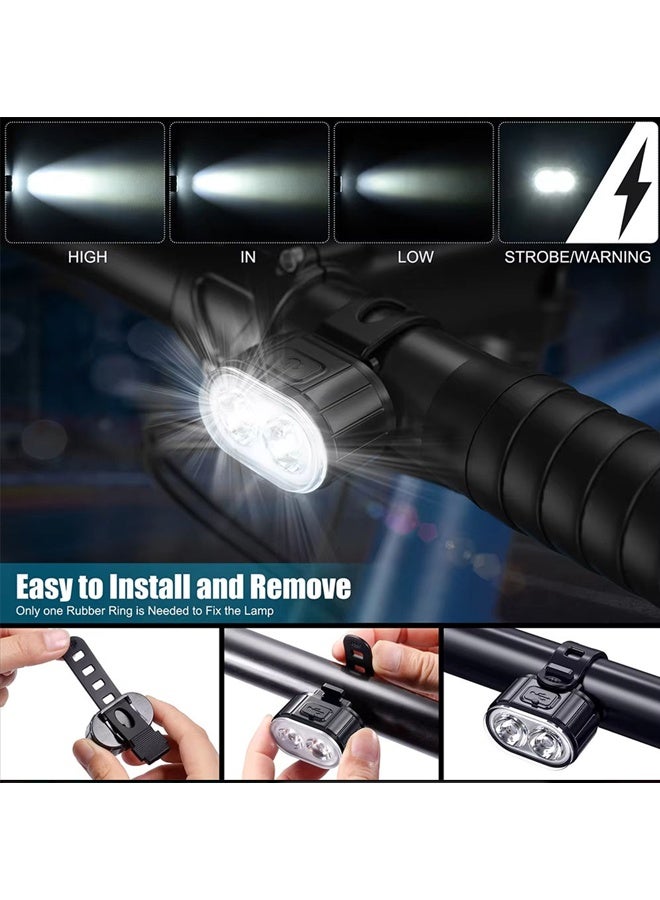 Vixplorn Bicycle front and rear lights  Night riding warning lights   Waterproof cycling light set   Mountain bike light set   Front and rear lights for cycling  Adjustable brightness  USB rechargeable - Image 4