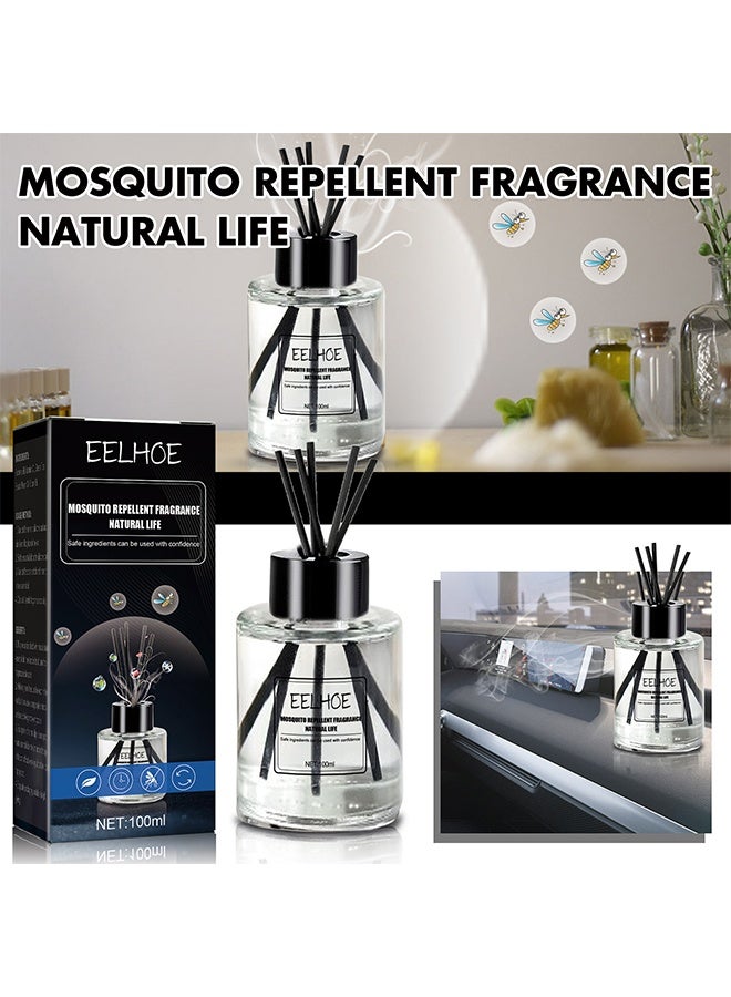 EELHOE Mosquito Repellent Fragrance Natural Life Flower Reed Diffuser with Incense Diffuser Sticks Luxury Elegant Odor Eliminator Air Freshener with Aromatherapy Essential Oil for Car Home Office Bedroom Gift 100ml  - Image 2