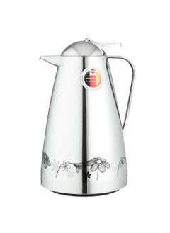 emsa EMSA German chrome thermos with a luxurious design and black rose drawings, 1 liter capacity  - Image 1