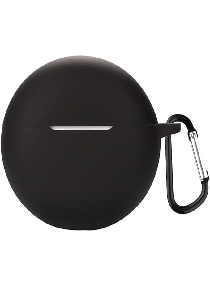 غطاء سيليكون متوافق مع سماعات أوبو إنكو بودز 2، غطاء حماية محمول مع سلسلة مفاتيح لسماعات أوبو إنكو بودز 2 (أسود)