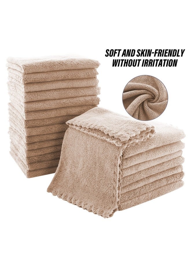 MOONQUEEN Ultra Soft Premium Washcloths Set - 12 x 12 inches - 24 Pack - Quick Drying - Highly Absorbent Coral Velvet Bathroom Wash Clothes - Use as Bath, Spa, Facial, Fingertip Towel (Brown) - Image 4