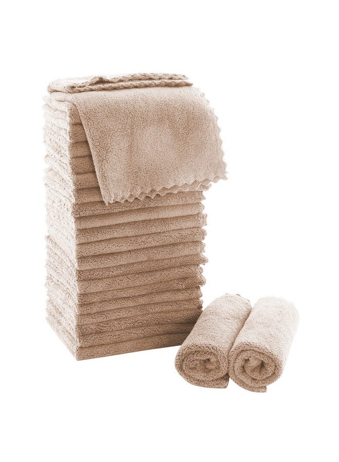 MOONQUEEN Ultra Soft Premium Washcloths Set - 12 x 12 inches - 24 Pack - Quick Drying - Highly Absorbent Coral Velvet Bathroom Wash Clothes - Use as Bath, Spa, Facial, Fingertip Towel (Brown) - Image 1