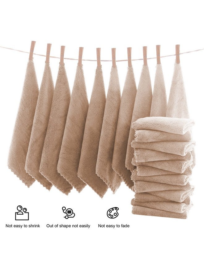 MOONQUEEN Ultra Soft Premium Washcloths Set - 12 x 12 inches - 24 Pack - Quick Drying - Highly Absorbent Coral Velvet Bathroom Wash Clothes - Use as Bath, Spa, Facial, Fingertip Towel (Brown) - Image 3