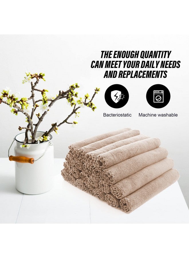 MOONQUEEN Ultra Soft Premium Washcloths Set - 12 x 12 inches - 24 Pack - Quick Drying - Highly Absorbent Coral Velvet Bathroom Wash Clothes - Use as Bath, Spa, Facial, Fingertip Towel (Brown) - Image 5