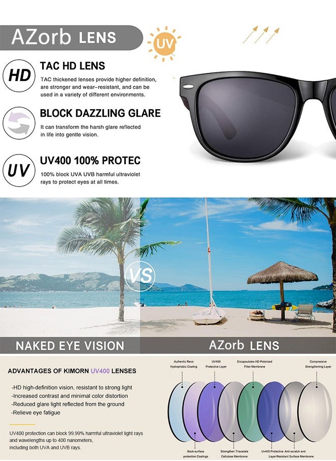 AZorb Wood Polarized Sunglasses for Men and Women Cool Style Eye Retro Sun Glassess with Wooden Temple Mens Womens UV400 Protection Shades  - Image 2