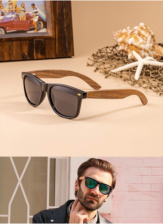 AZorb Wood Polarized Sunglasses for Men and Women Cool Style Eye Retro Sun Glassess with Wooden Temple Mens Womens UV400 Protection Shades  - Image 5