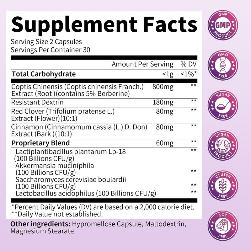 B BEWORTHS مكمل GLP1 بروبيوتيك أكيرمانسيا مع بيربرين للنساء والرجال لإنتاج GLP1 وصحة الجهاز الهضمي والمناعة يعزز وظيفة بطانة الجهاز الهضمي 60 كبسولة - Image 2