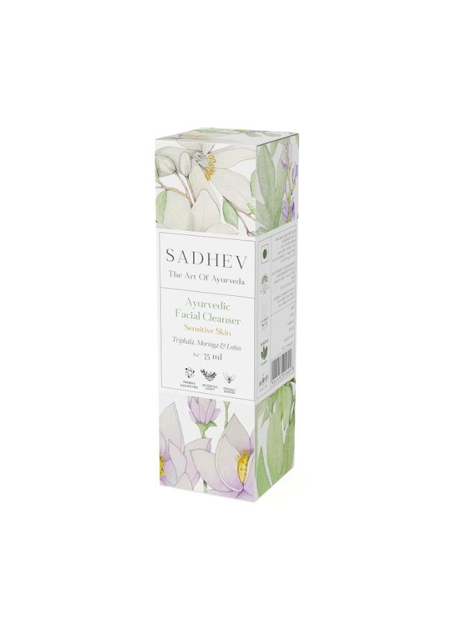 Sadhev Ayurvedic Face Cleanser For Sensitive Skin With Triphala, Moringa and Lotus 75 ml - Image 4