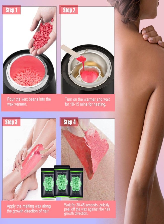 Auperwel Wax Beads for Hair Removal 10.5oz (300g), Auperwel Hard Wax Beads Beans for Sensitive Skin Brazilian Waxing, Face, Bikini, Eyebrow, Legs, Painless for Women Men, 3 packs Kit with 10 Sticks - Image 3