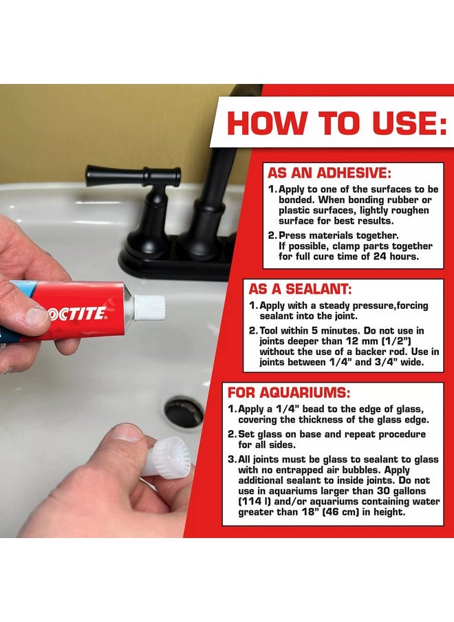 Loctite Loctite Silicone Waterproof multipurpose adhesive and sealant creates protective seal ideal for metal, glass, rubber, tile,used indoors and outdoors, aquarium safe(fresh and salt water), 80ml  - Image 2