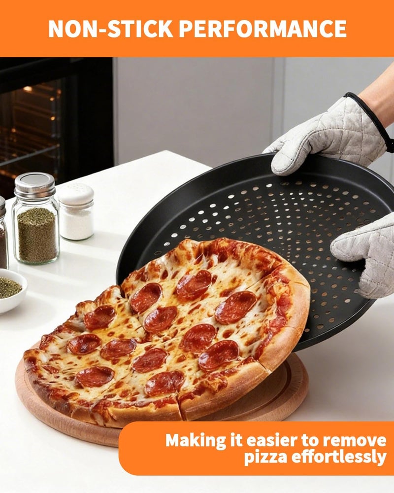OXDFK 12-Inch Nonstick Pizza Pan with Holes, Perforated Carbon Steel Pizza Tray for Oven, Round Bakeware Pizza Tray for Home Restaurant Kitchen (3) - Image 5