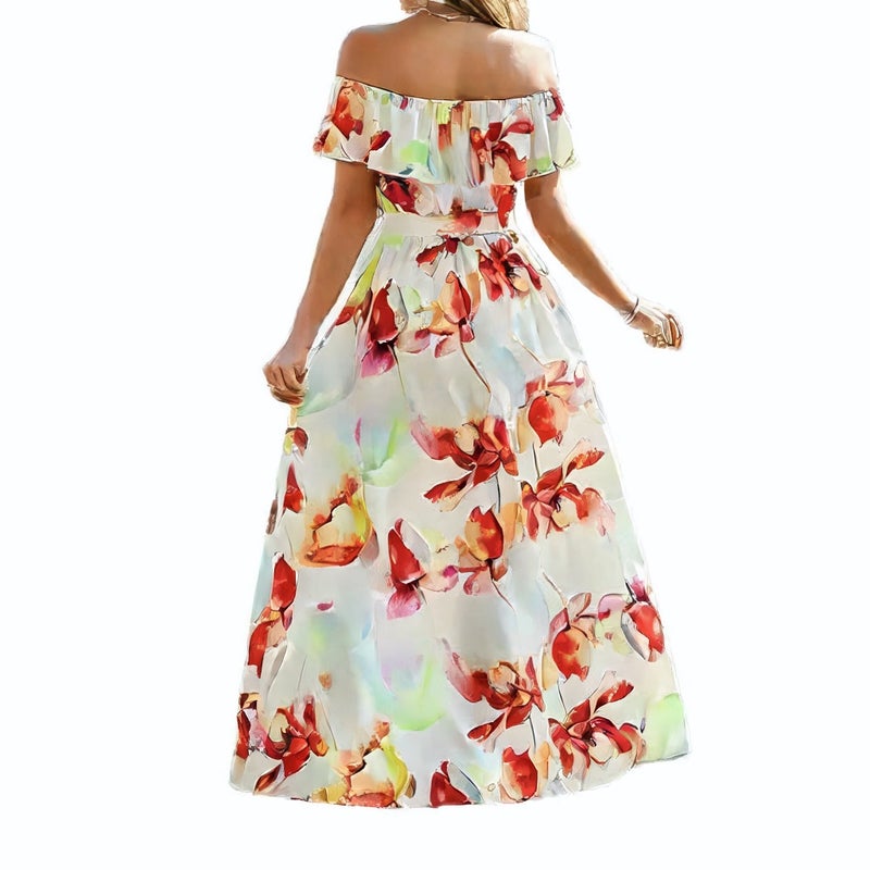 Chiffon Camisole Dress Floral Print Beach Maxi Dress Backless Summer Vacation Long Dress - Image 2