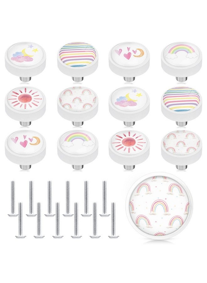 Fumete 12 Set Knobs for Dresser Drawers for Kids Girls Boho Rainbow Drawer Knob Pulls Round Soft Rubber Pastel Drawer Knobs Silicone Cabinet Drawer Knobs for Baby Girls Kids Dresser Room Nursery - Image 1