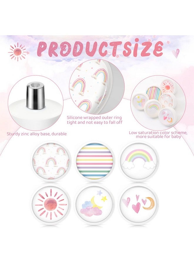 Fumete 12 Set Knobs for Dresser Drawers for Kids Girls Boho Rainbow Drawer Knob Pulls Round Soft Rubber Pastel Drawer Knobs Silicone Cabinet Drawer Knobs for Baby Girls Kids Dresser Room Nursery - Image 3
