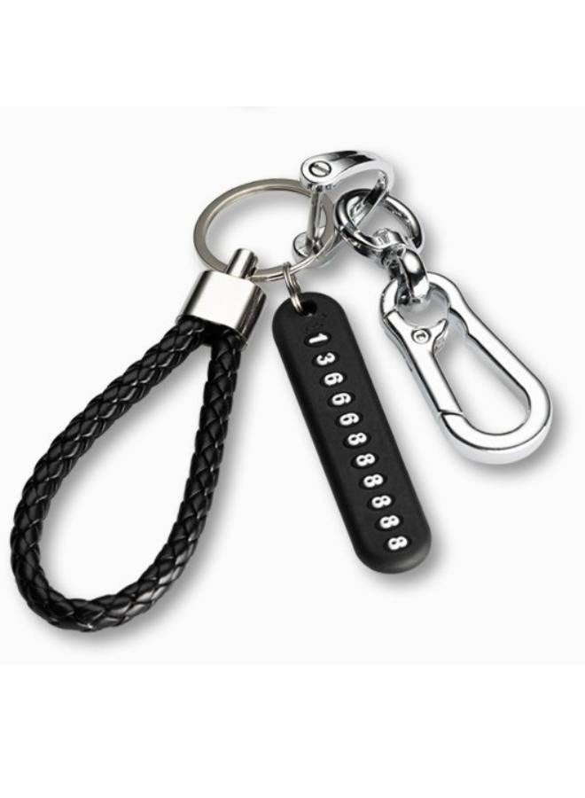 Generic Anti-lost Car Keychain with Phone Number Card Keyring Phone Number Plate Key Ring Auto Vehicle Key Chain Accessories  - Image 1