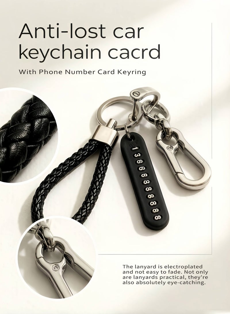 Anti-lost Car Keychain with Phone Number Card Keyring Phone Number Plate Key Ring Auto Vehicle Key Chain Accessories - Image 1