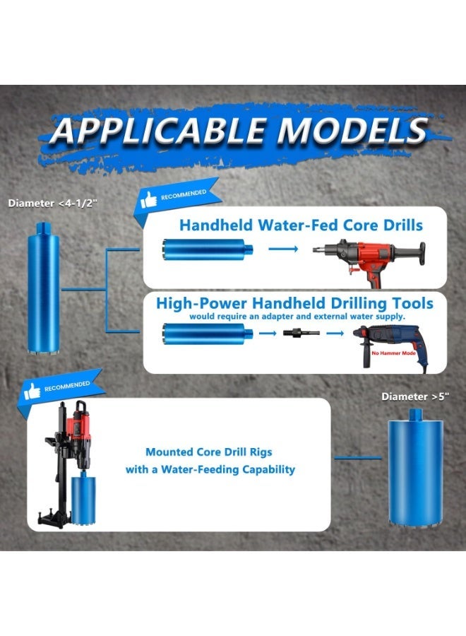 Dong Cheng Wet Core Drill Bit for Reinforced Concrete, Brick, Stone, 76mm Diameter, 35.56cm Depth, 10mm Diamond Segment - Image 4