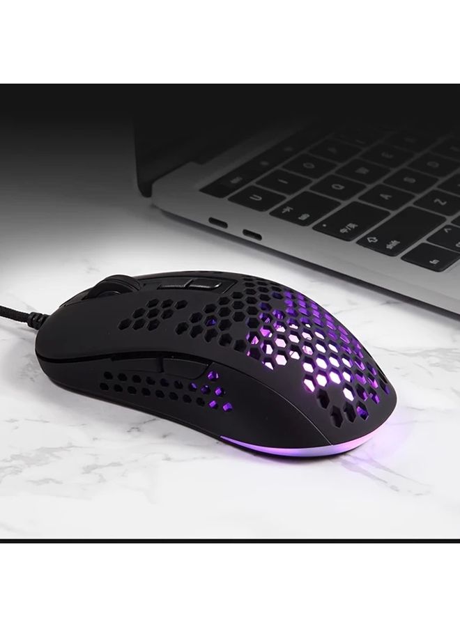 Ultralight Honeycomb Shell Wired Gaming Mouse Breathing Backlight USB Optical Computer Mouse With USB A Port For Windows Xbox PS4 Mac Air Hp Acer Black - Image 1