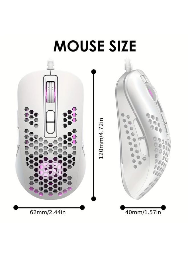 Ultralight Honeycomb Shell Wired Gaming Mouse Breathing Backlight USB Optical Computer Mouse With USB A Port For Windows Xbox PS4 Mac Air Hp Acer Black - Image 2
