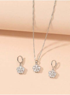 Jewelry 4You Elegant Silver Plated Stainless Steel Necklace & Earrings Jewellery Set For Women  - Image 2