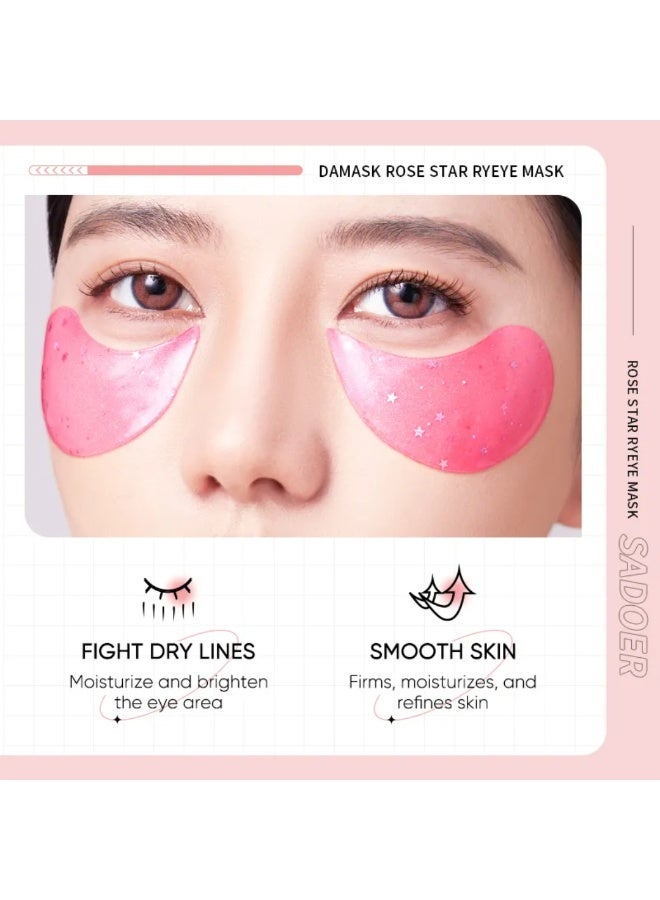 SADOER 60pcs Starry Eye Mask Moisturizing and hydrating eye area Eye care Eye Patches Brightens eye area Rose and Collagen Dark Circles Under Eye Treatment Collagen Under Eye Mask Under Eye Patches - Image 5
