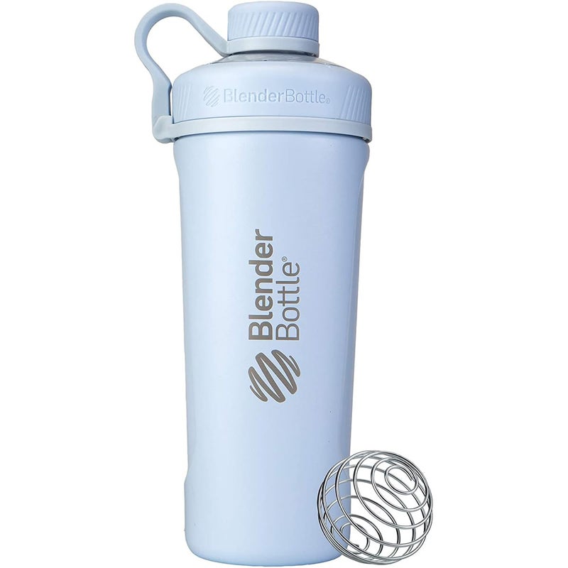 BlenderBottle Radian Shaker Cup Insulated Stainless Steel Water Bottle with Wire Whisk, 26-Ounce, Matte Arctic Blue - Image 1