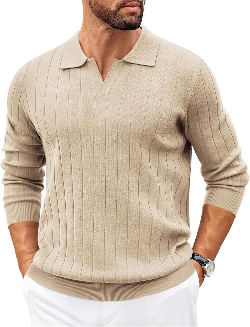 NORTHWIND Men's Cotton Full Sleeve Collar Polo Sweater for Man Rib Knitted Sweaters for Men Winter Pullover Sweater for Men (in, Alpha, L, Coco) - Image 1