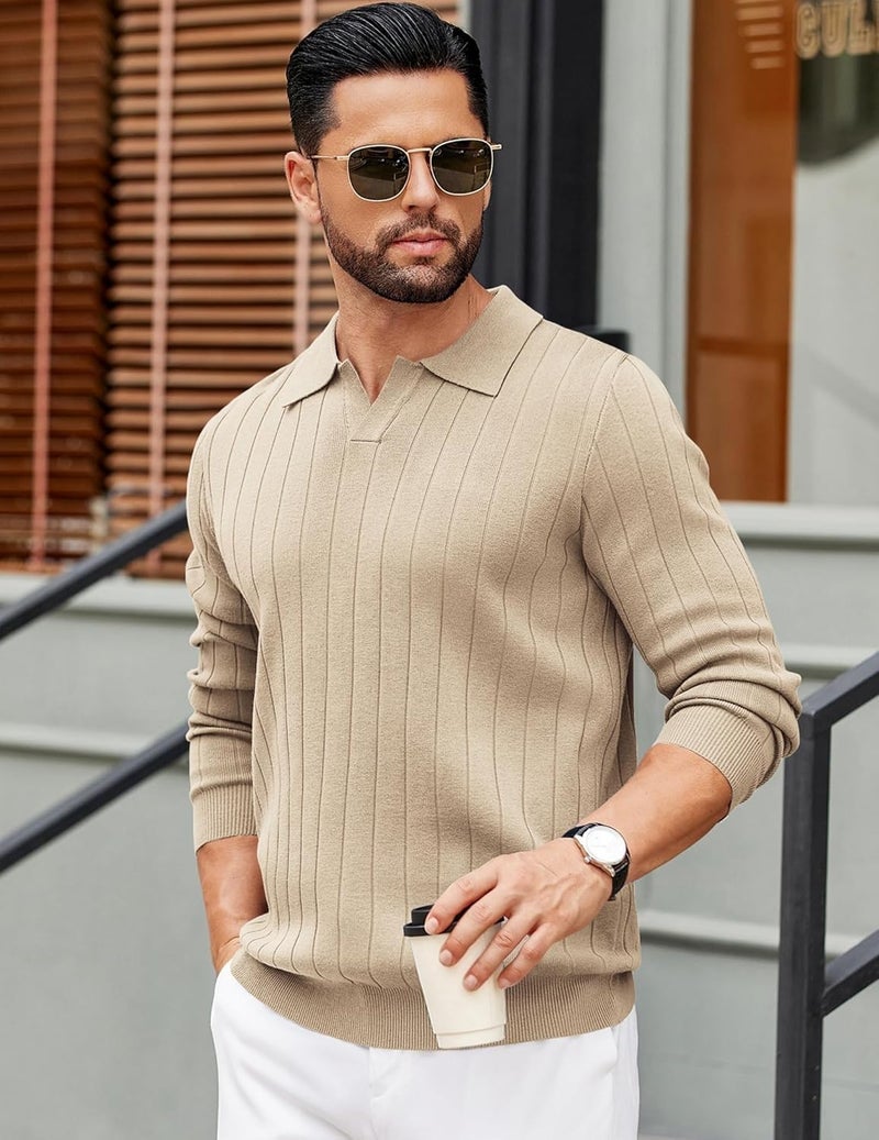 NORTHWIND Men's Cotton Full Sleeve Collar Polo Sweater for Man Rib Knitted Sweaters for Men Winter Pullover Sweater for Men (in, Alpha, L, Coco) - Image 3