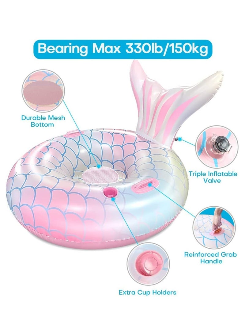 Generic - Inflatable Mermaid Pool Float, Large Air Sofa with Cup Holders and Backrest, Comfortable Lounger for Adults, Perfect for Summer Water Parties and Beach Fun - Image 1